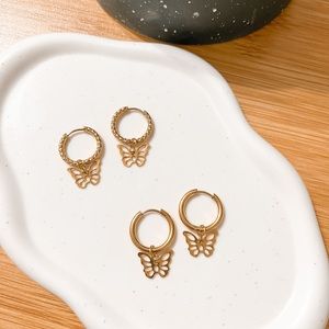 18K Gold Plated — Butterfly earring hoop